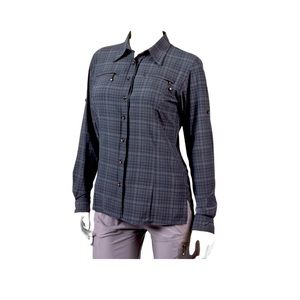 Aerotech Designs Cyclewear Women's Size XL Dark Plaid Button Down Cycle Shirt